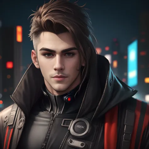 Change background cyberpunk handsome boy, realistic face, 8k, ultra realistic,