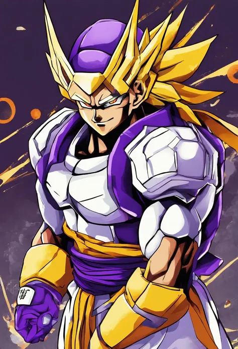 Ginyu Force theme autumn and summer return to dust，Style: Urban simplicity, jiu jitsu gi, colors: yellow, purple, black details: The top is intimidating, large shoulder pads, ginyu force battle armor material, character: captain ginyu