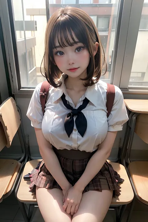 Top image quality　4K picture quality　8K picture quality　Japan Beauty、Colossal tits、g-cup、Height 150 cm、20yr old、Light Brown Hair Bob Short Hair、a baby face、with round face、cute little、nogizaka、Idol、Hot、with blush cheeks、sexual excitement、Cowgirl posture、Sp...