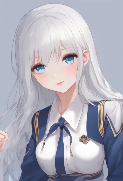 white hair girl blue eyes school uniform nsfw content