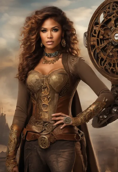 photo of  zendaya a woman as a movie star, modelshoot style, (extremely detailed CG unity 8k wallpaper), Intricate, High Detail, Sharp focus, dramatic,photorealistic painting art by midjourney and greg rutkowski , (waist chain), ((Avengers in the backgroun...