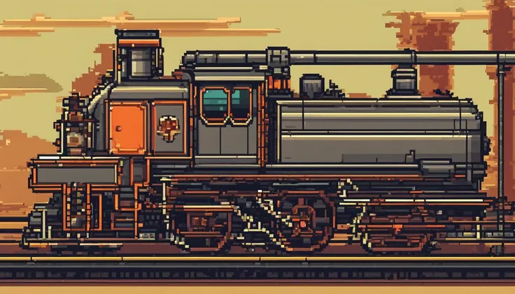 Steam locomotive(There are channels on the sides of the tank/Platforms and railings)(Directly right view) (cartoonish style)(Heavy industry in the former Soviet Union)