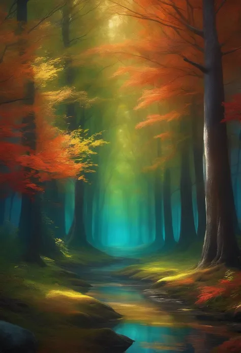 Pristine colored forest，For 3D painting with neuro animals