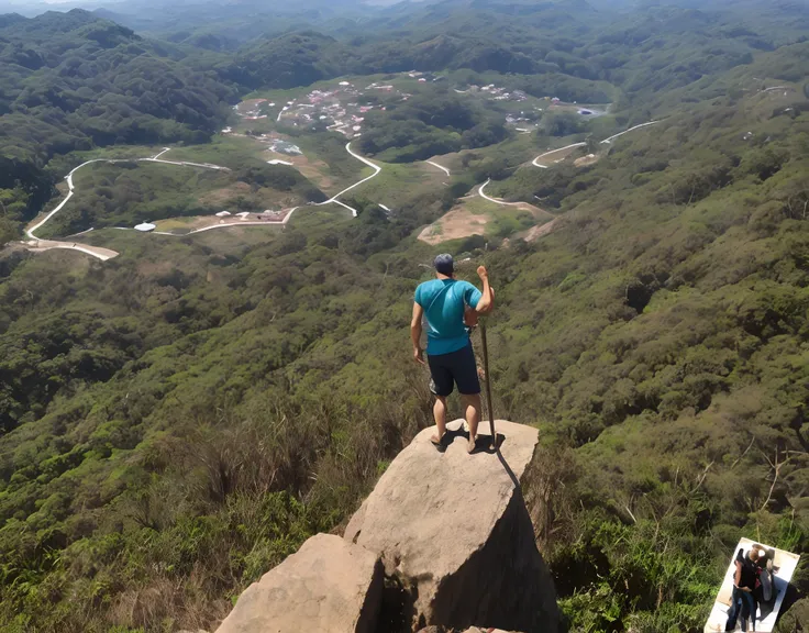 Orando em cima de uma montanha agradecendo a Deus