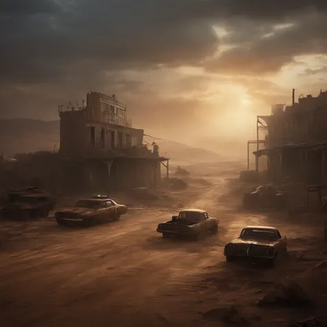 "((post apocalyptic world, gritty atmosphere, Dystopian landscape)) madmax"