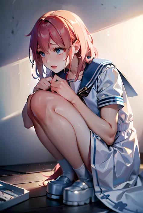 (Masterpiece:1.2), Best quality, A high resolution, Original, (Extremely detailed:1.2), Ultra-detailed, the wallpaper, Perfect lighting,(Extremely detailed CG:1.2), 8K, illustration, 1 trap, Cross-dressing, femboy, (Flat chest:1.22), Pink hair, Blue eyes, ...