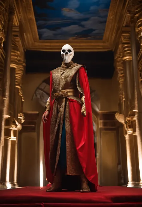 araffe dressed in a robe and red shoes standing in a room, cosplay, full costume, raziel irl, realistic cloth puppet, by Bernardo Daddi, mummified in bandages, full body with costume, front side view full sheet, giant robot foot, costume, contrapposto, rea...