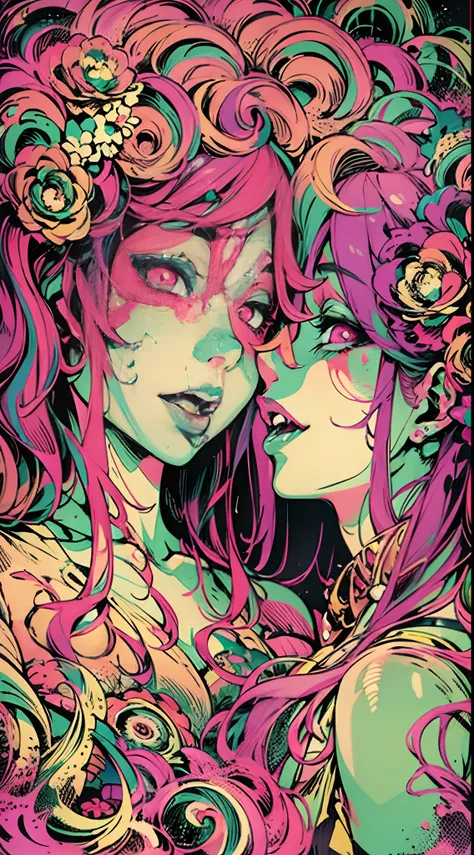 Seductive psychedelic horror, Trippy Hentai, body horror, having sex, real breasts, surreal Sex, LSD trip, sensual, psychedelic oral sex, provocative, colorful, glowing