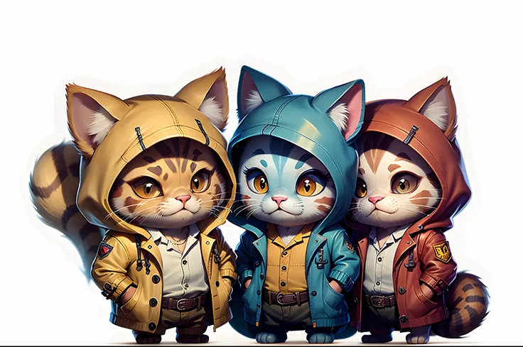 c4tt4stic, 2 mature kittens, Wear a trench coat to school, anthropomorphic cat, Lifelike animations,