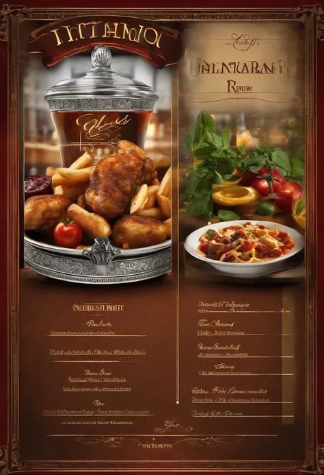 Ultra Realistic Pub Italian Restaurant Menu  (No Poster Writing)