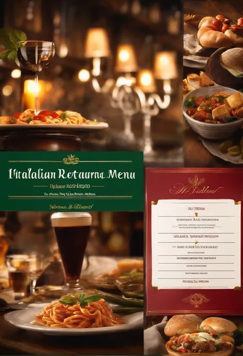 Ultra Realistic Pub Italian Restaurant Menu  (No Poster Writing)