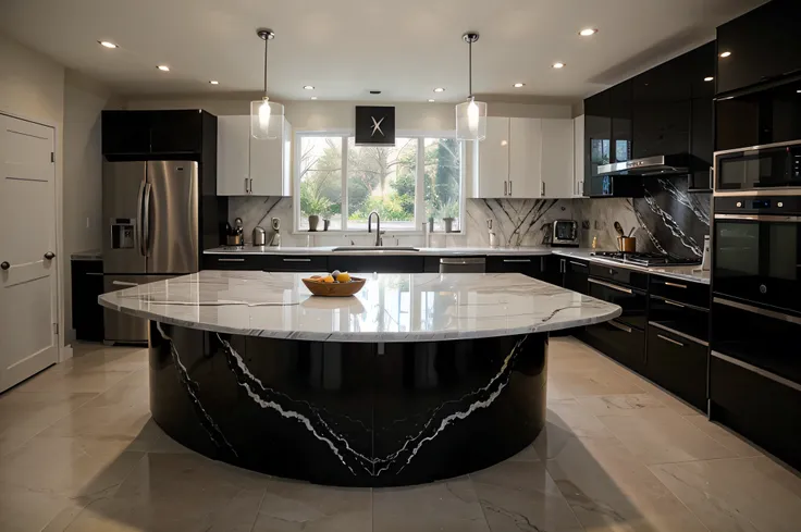 modern kitchen with black marmor.