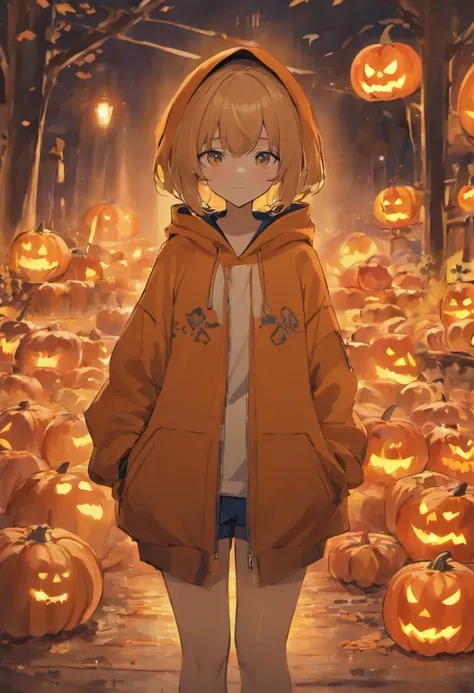 Anime character in a hoodie standing in front of a pumpkin, Kawacy, estilo assustador, Melhor Anime 4K Konachan Wallpaper, estilo de arte de halloween, Em um estilo de Halloween, 🍂 fofo, Arte no estilo de Guweiz, de arknights, tema halloween, estilo anime ...