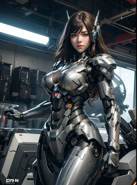 Textured skin, Super Detail, high details, High quality, Best Quality, hight resolution, 1080p, hard disk, Beautiful,(War Machine),2 females,beautiful cyborg woman,Mecha Cyborg Girl,Battle Mode,Girl with a Mecha Body,She wears a futuristic war machine weap...