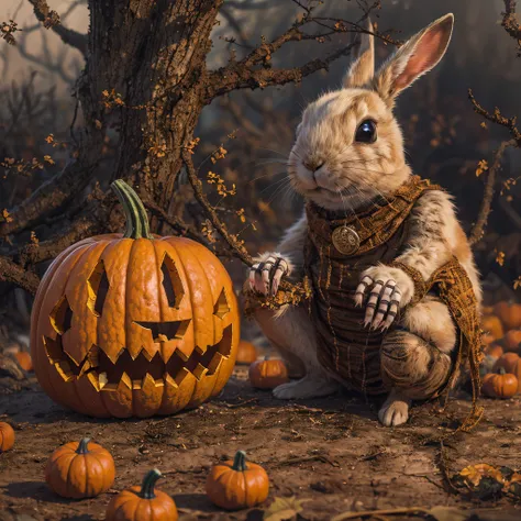 King Rabbit hollow sandalwood material（best qualtiy，8K Pumpkin Bunny King,Masterpiece）When the Rabbit Skeleton Pumpkin appears，Only heard, unseen，Pumpkin Burger Bunny King Explosion，That whistle echoed for a long time，Its like a prelude to impending death，...