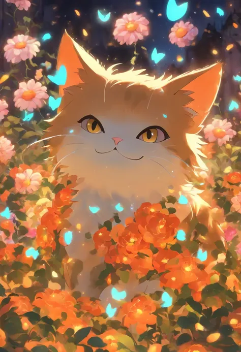 Dream cat,  Halloween, Flowers, Close up, High quality