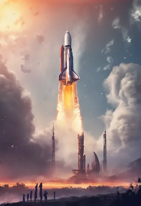 Poster design，Rocket launch scene