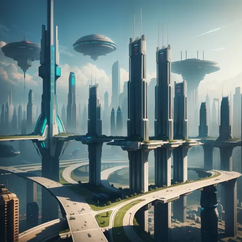 Futuristic City Cyberpunk Sci-fi High Quality Megastructure Masterpiece Futuristic World