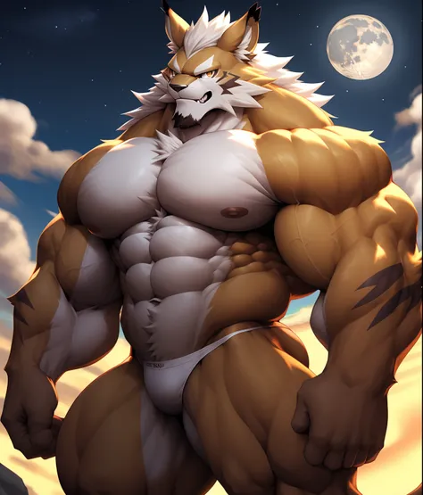 PRO competitive bodybuilder, nj5furry, (Leomon,16 years old, massive, huge, muscular, Gigachad), (((((WHITE THONG))))) Leomon, YOUNG FACE, TEEN, ((extremely realistic shadows, masterpiece, extremely detailed, photorealistic)), kemono, looking at the viewer...