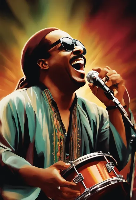 Create Stevie wonder playing the tambourin