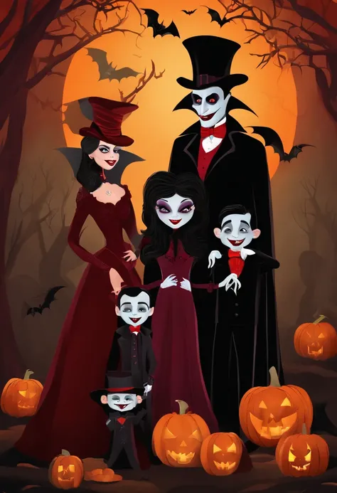 vampire family celebrating Halloween