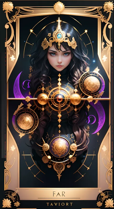 tarot cards，Full tarot border，(The image is surrounded by a tarot card-style border:1.8), A magic ring set with emerald gemstones，Compass,cloaks，Black pearl，8K quality），(Hairstyles: with black curled hair，)，Two pinches of mustache, pirates of the caribbean...