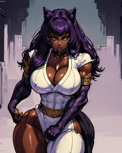 (masterpiece, best quality:1.8), highly detailed, intricate, professional art, digital art, 8K, blake belladonna, (african woman: 2.3), (dark skin: 2.8), (muscular body: 1.9), (simple background, one color, outside night club, full body shot, animal eyes, ...