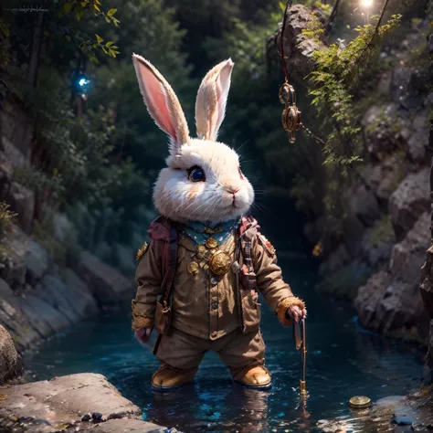 ((tmasterpiece))，((best qualtiy))，((the is very detailed：1.3))，(when a cute little rabbit in an adventurous mountaineering suit ...