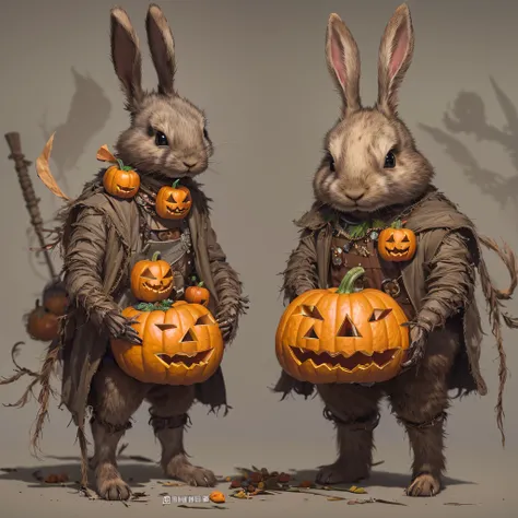 Rabbit King hollow sandalwood material（best qualtiy，8K Pumpkin Bunny King,Masterpiece）When the Rabbit Skeleton Pumpkin appears，Only heard, unseen，Pumpkin Burger Bunny King Explosion，That whistle echoed for a long time，Its like a prelude to impending death，...