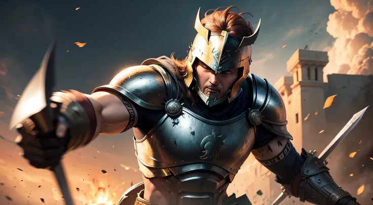 Male spartan warrion fighting in a war