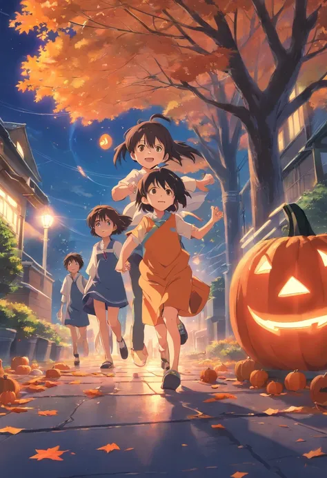 Children playing on Halloween