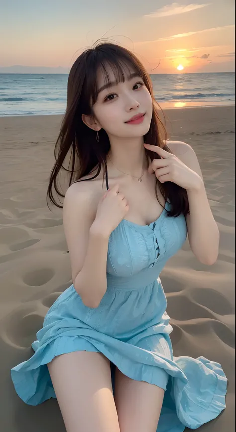 Best quality, Masterpiece, 超高分辨率, (Photorealistic:1.4), RAW photo, Seductive smile, Cute, Realistic lighting, Pink off-the-shoulders, Thoughtful, Outdoors, Long hair,