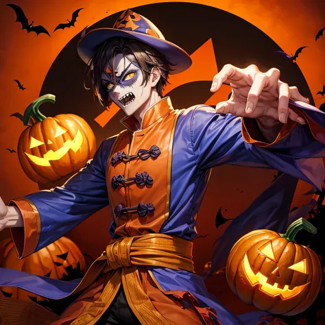 halloween，zombie，Male Kung Fu Master，Pumpkin mask