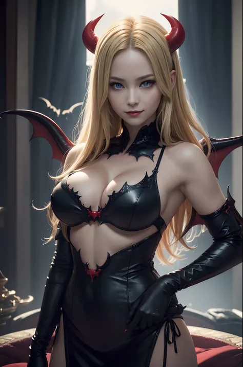 (Beautiful fece(Devil Woman:1)portraitures:1.5)Hellscape with castles and hordes of demons(((​masterpiece)))、((top-quality))、A MILF,redeyes,Sexy Exterior,realisitic、8K、ultra-detailliert、realisitic、landscapes、concept-art、exceptionally detailed RAW color pho...