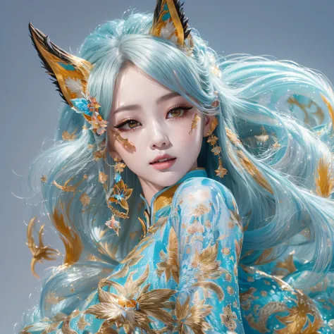 Flying Nine-Tailed Light Blue Sky Division Flame Long-haired Fox Star，een Erotica，Torch night black golden orange brocade silk snake print silk pants，Rouge diamond tulle sheer lizard-patterned leggings，Fat Girl Space Fly in the Snow 1:900 miniatures，Front ...