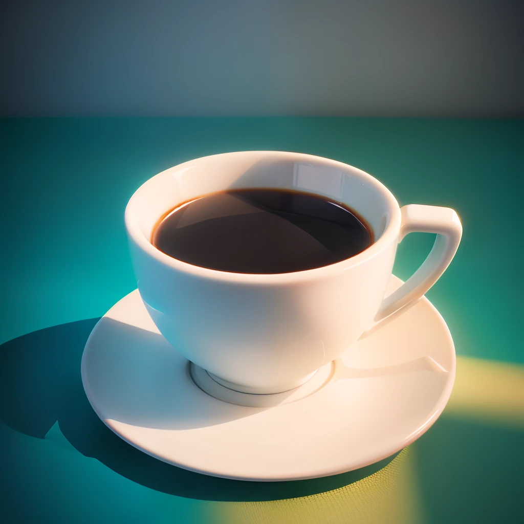 Tiny cute isometric porcelain cup of coffee, soft smooth lighting, with soft colors, 100mm lens, 3d blender render, trending on polycount, modular constructivism, blue background, physically based rendering, centered