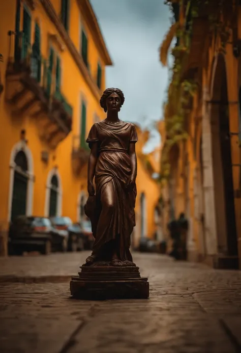 crie uma imagem realista de uma estatua grega antiga de estoico tapando a boca em silencio