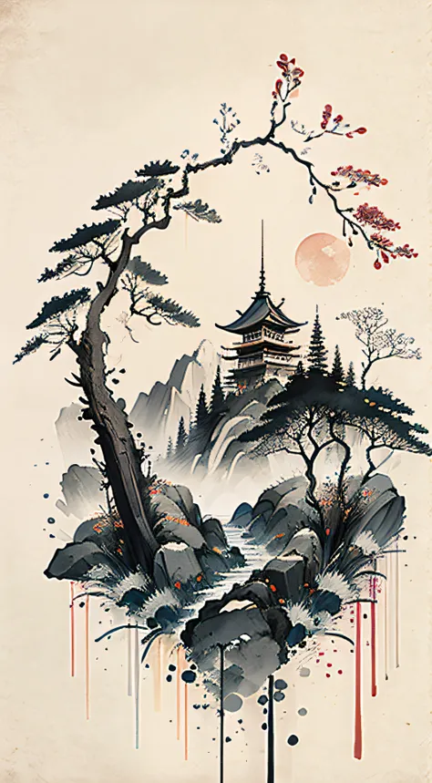 （tmasterpiece，best qualtiy：1.2），（No_Humanity），Tradition Chinese Ink Painting，Tell Moonshine what you think，So the whole world is you