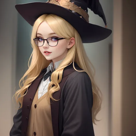 Blonde witch in glasses