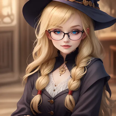 Blonde witch in glasses