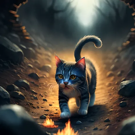 Kitty frolicking through hell