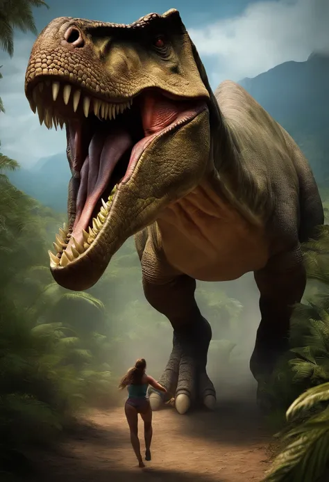 crie para um dinossauro humano de cor roxa super musculoso o mais realista possivel.