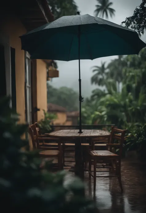 chuva caindo na cabana