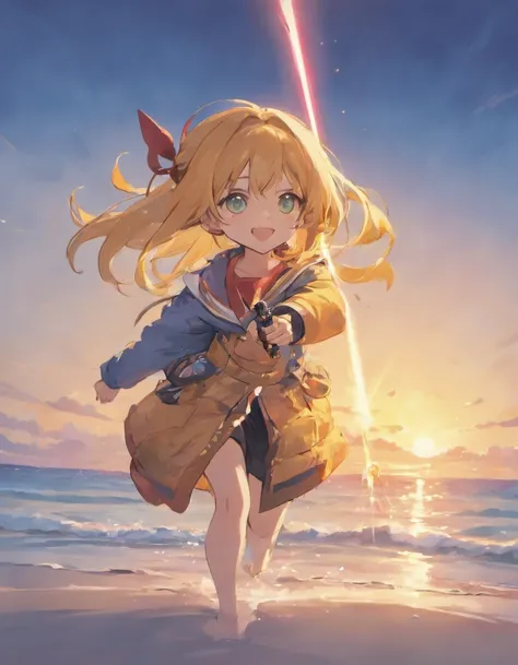 On white sand beaches,Have a gun like a sniper,Cute smile,Wattson(APEX),Bright atmosphere