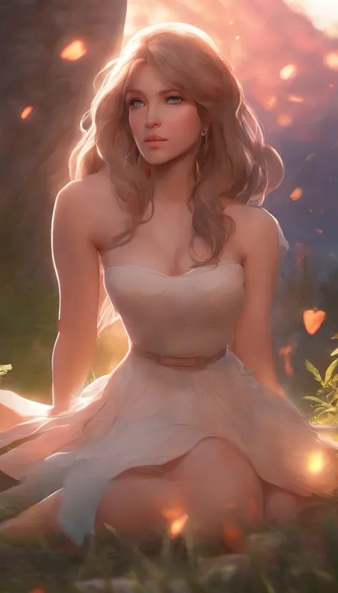 1girl, barefoot, feet, skirt, breasts, outdoors, looking_at_viewer, tree, blush, bare_legs, sitting, solo, large_breasts, black_skirt, mole, legs, bare_shoulders, toes, thighs, shirt, off_shoulder, sidelocks, bush, day, long_sleeves, leg_hug, mole_under_ey...