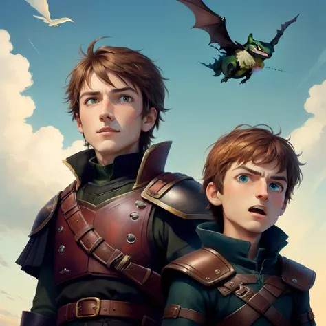 Make the hiccup and toothless fly together in the sky