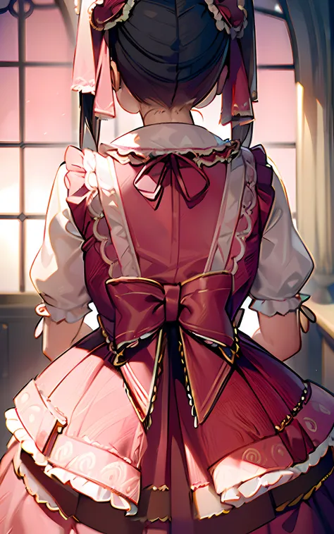 (masterpiece:1.2), best quality, highres, original, (extremely detailed:1.2), ultra-detailed, wallpaper, perfect lighting,(extremely detailed CG:1.2), 8K, 1girl, solo, Girl in Pink Lolita Dress, Pink background, (Strawberries, Rabbits, Butterflies:0.8), Lo...