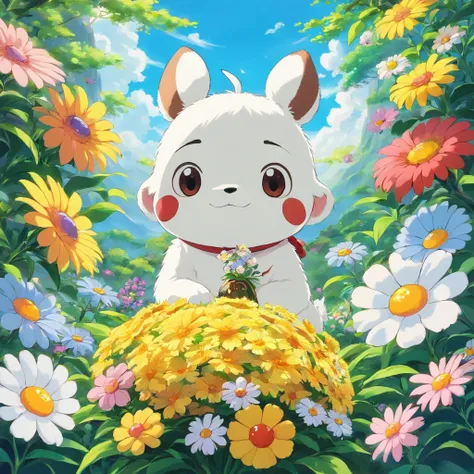 Tororo with flowers as an accessory