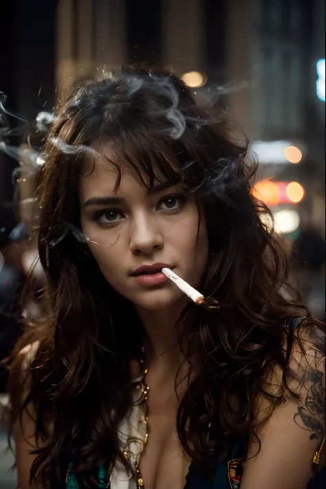 photorealistic, 1 young woman, (smoking a joint:1.2), ARRI ALEXA 65, Hasselblad, 50mm, post production grading, intricated details, highly detailed, cinematic colors, 4K, 8K, masterpiece, cinematic film still , shallow depth of field, vignette, highly deta...