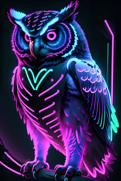 (((masterpiece))), (((neonart))),realistic , neon owl, high detail neon owl glowing, neon  owl, neon tree, neon moon,